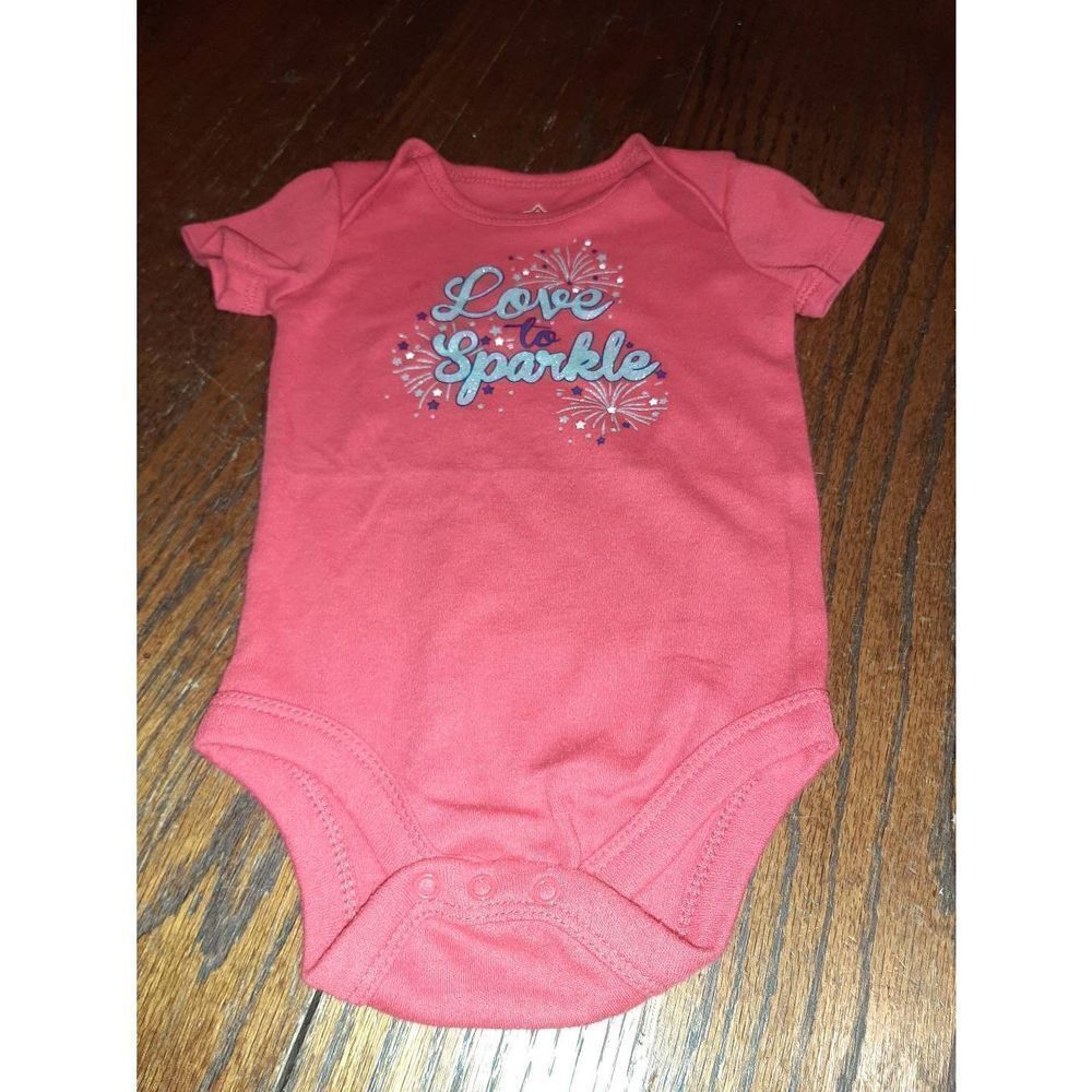 Size 3/6 Month Red Blue Silver Love to Sparkle One Piece with Firework Theme